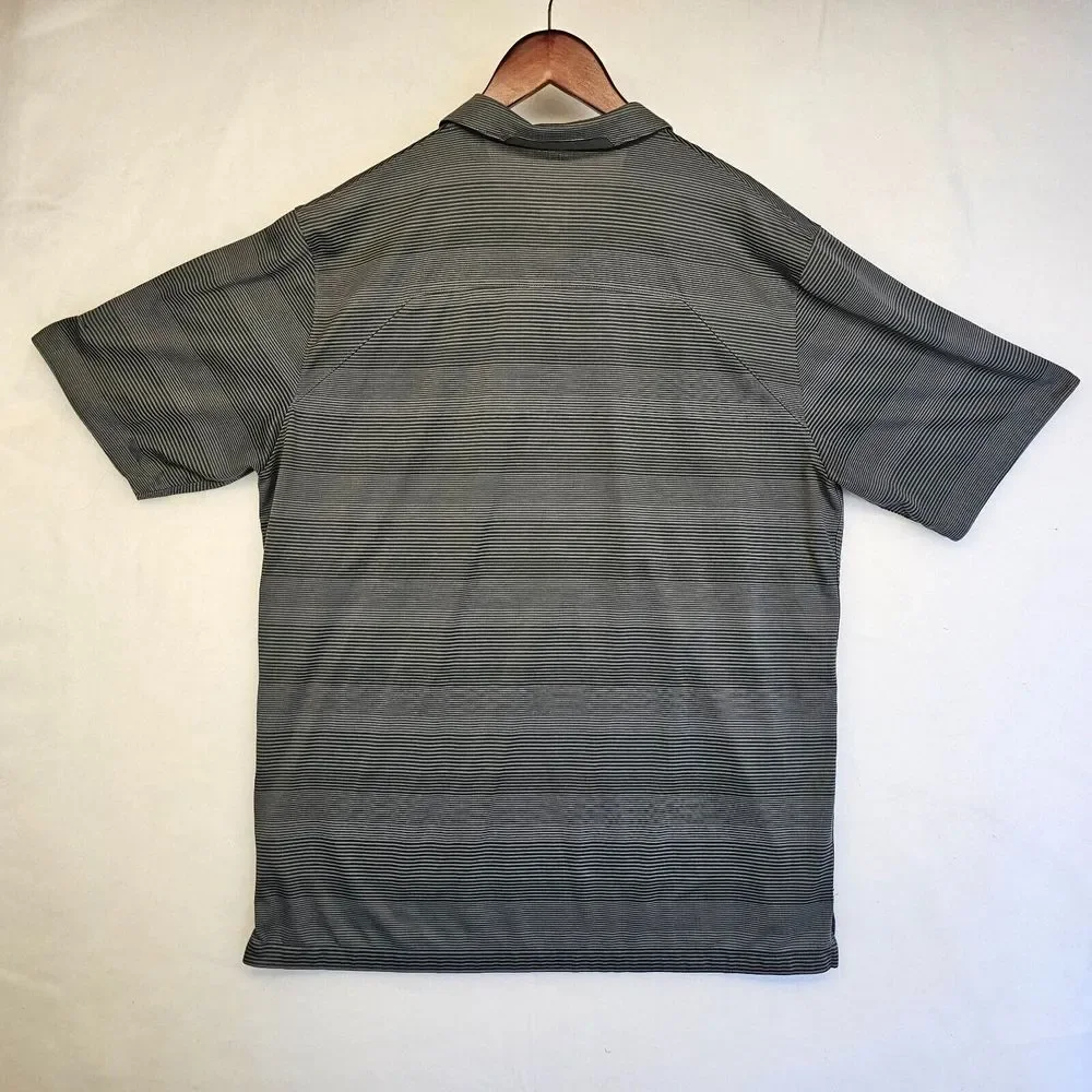 Nike Dri-Fit Polo Shirt‎ Mens Striped Short Sleeve Button Collared Gray Logo XL